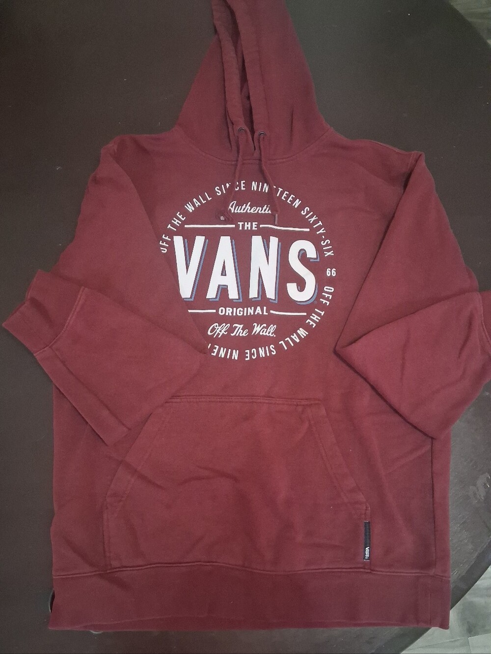 Vans Men’s Maroon Pullover Hoodie with White Logo